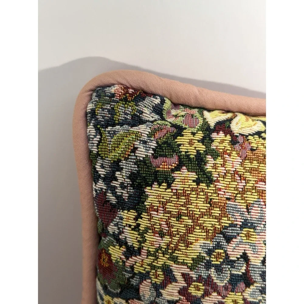 Vintage Stitched Floral Throw Pillow Tapestry 17